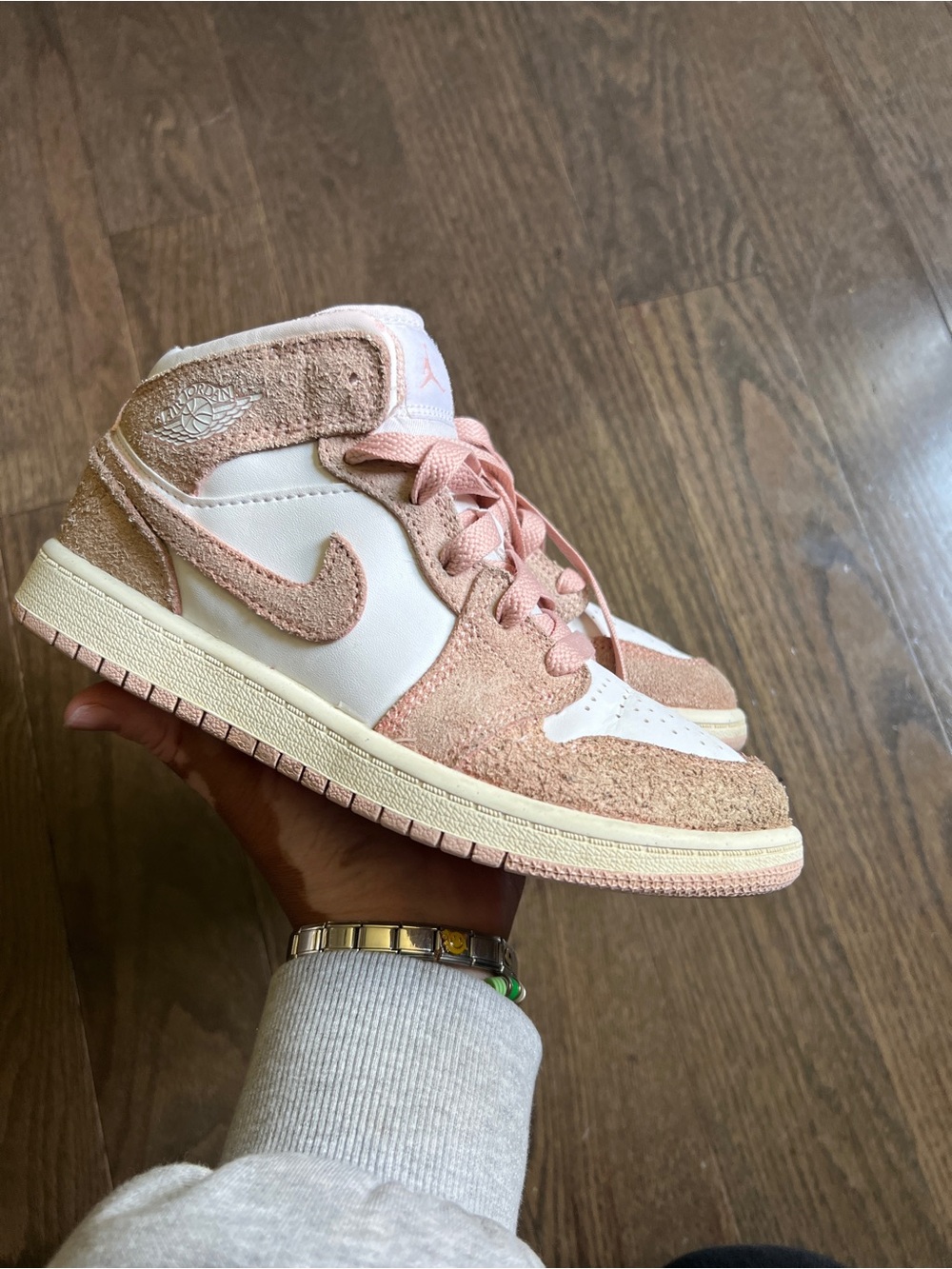 Nike Kids Air Jordan Pink Suede Mid-Top Sneakers junior youth size 1